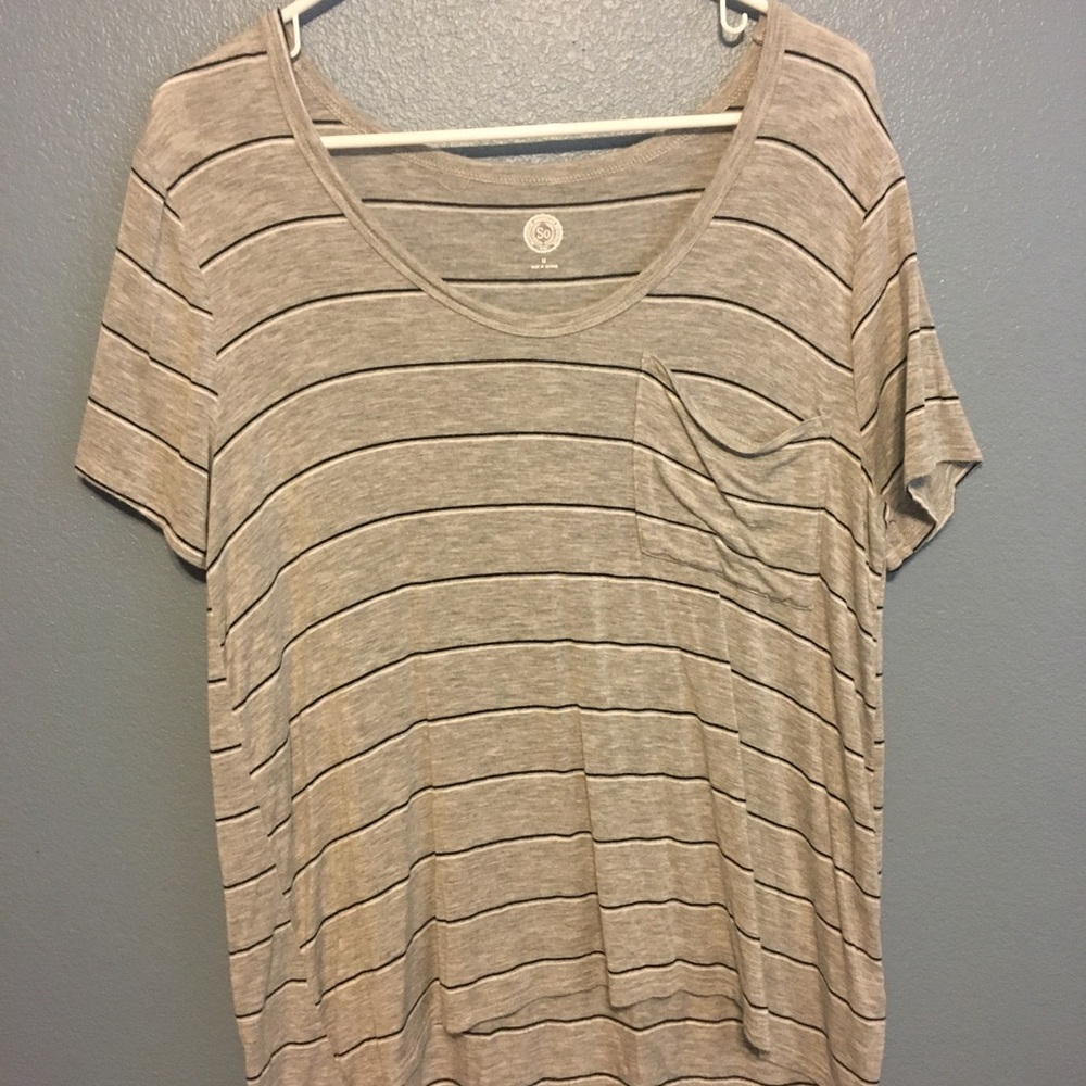 Grey and white striped shirt